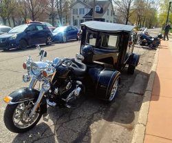 The hurse in which Arnis Davidsons had his final ride. Photo by Kipp Welch II