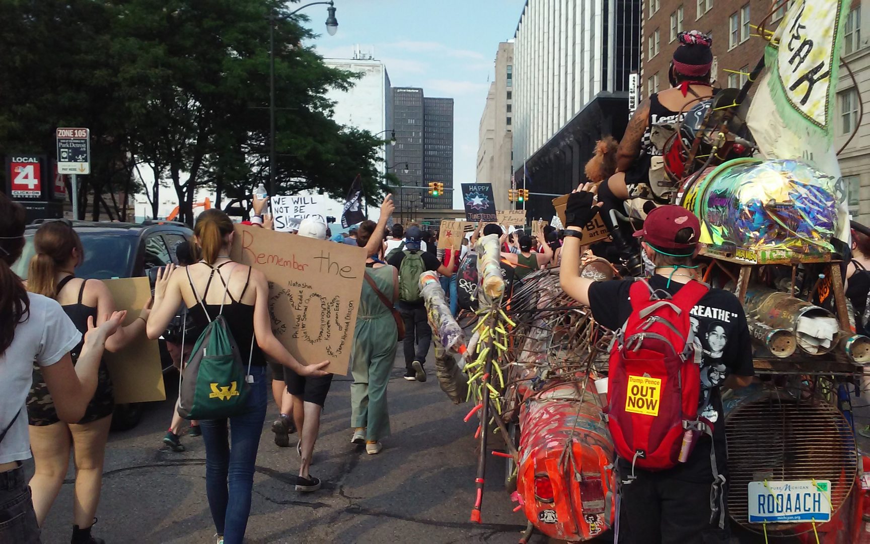 Police brutality was the target of this Juneteenth protest in Detroit. Photo by Scotty Boman