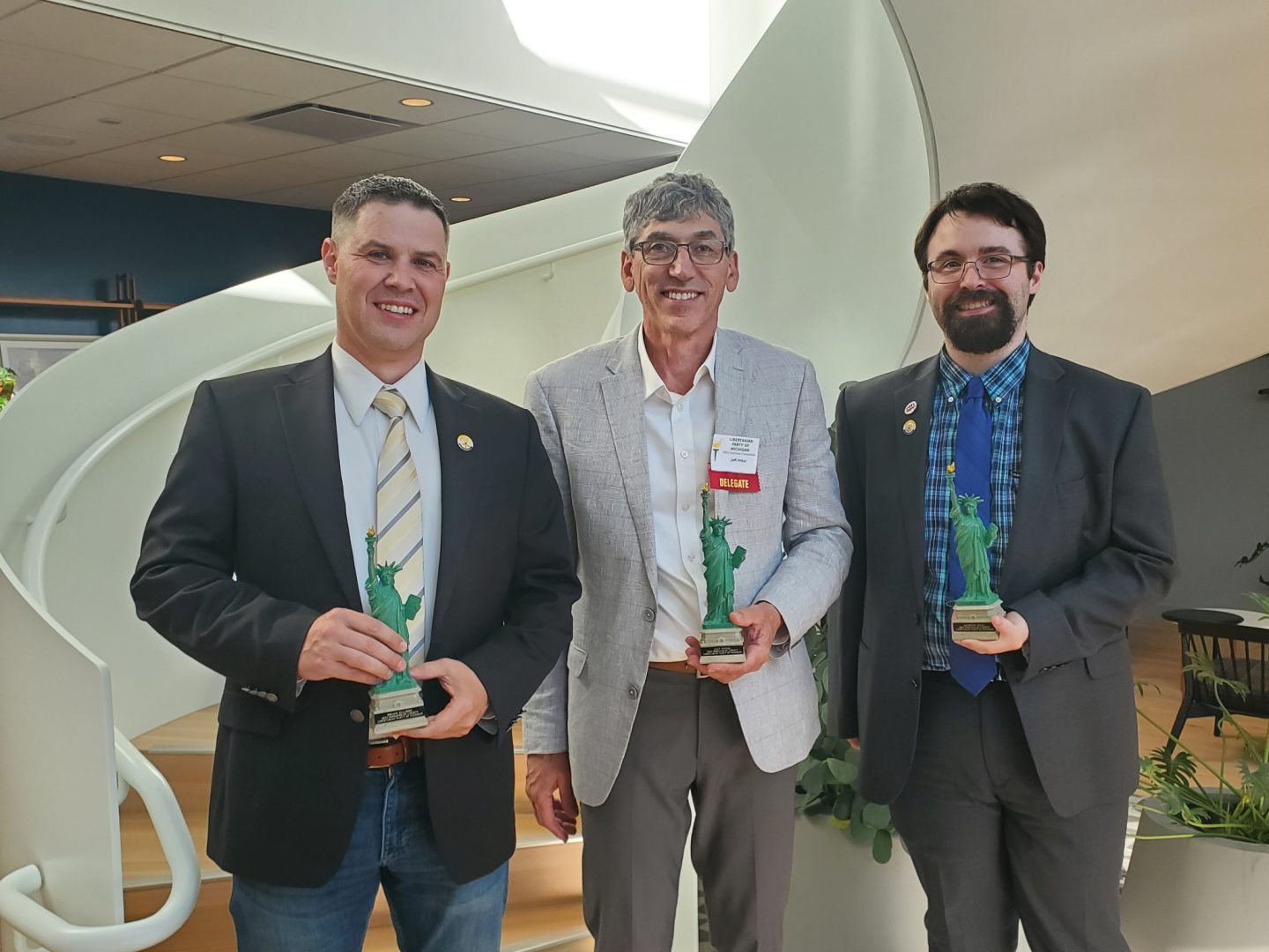 Three Defender of Liberty Award winners: Brian Ellison, Jeff Pittel, and Andrew Hall (left to right). Photo by Greg Stempfle.